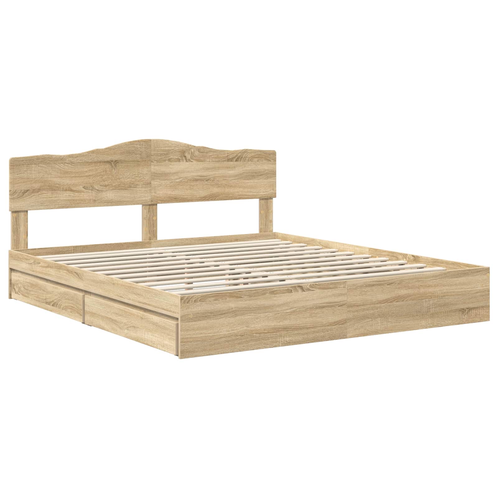 Lit de rangement chêne 180 x 200 cm panneau de bois - 4