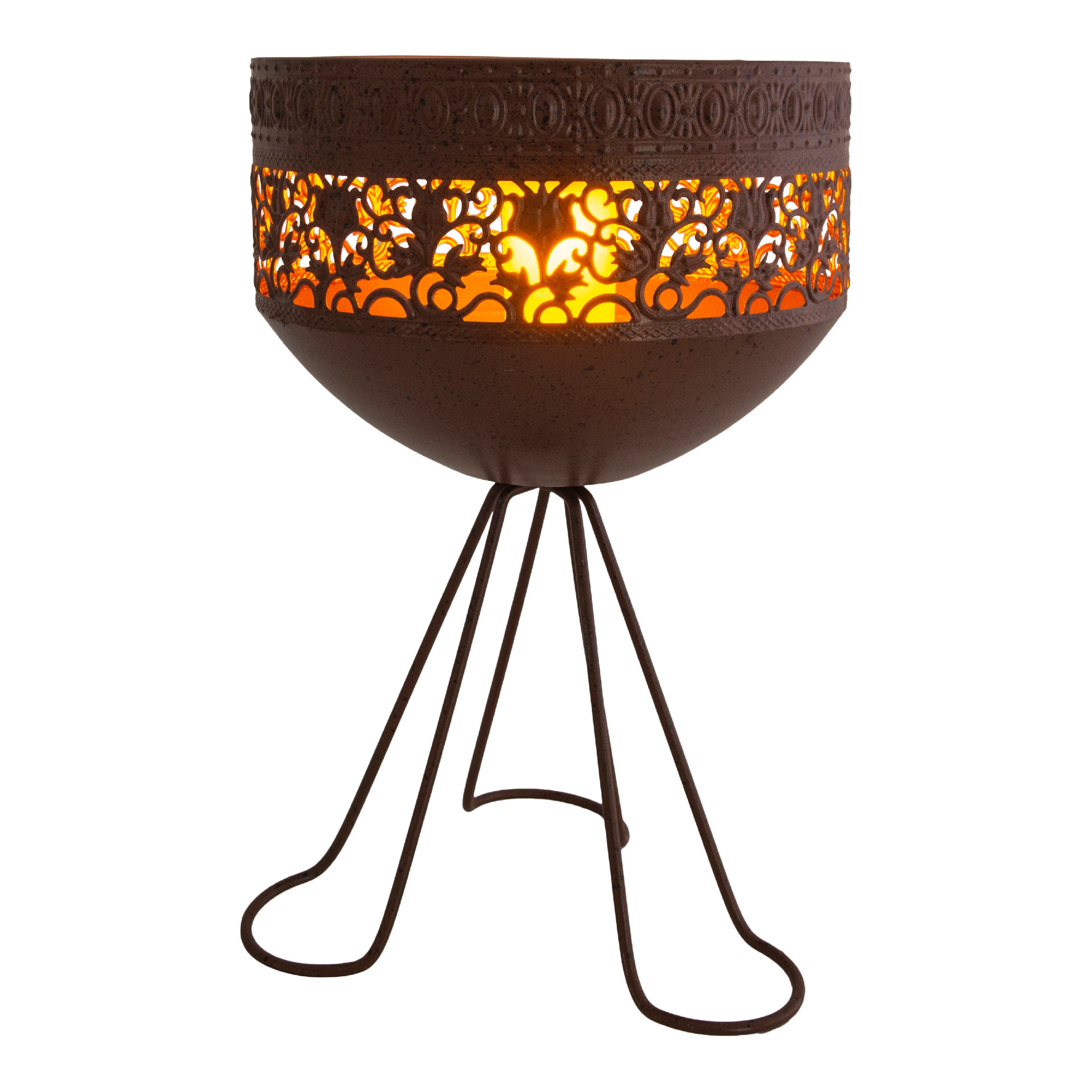 Lampe solaire décorative à LED avec pied, hauteur 34,5 cm, pour l'extérieur, en métal et plastique de couleur rouille, LED fixes - 3
