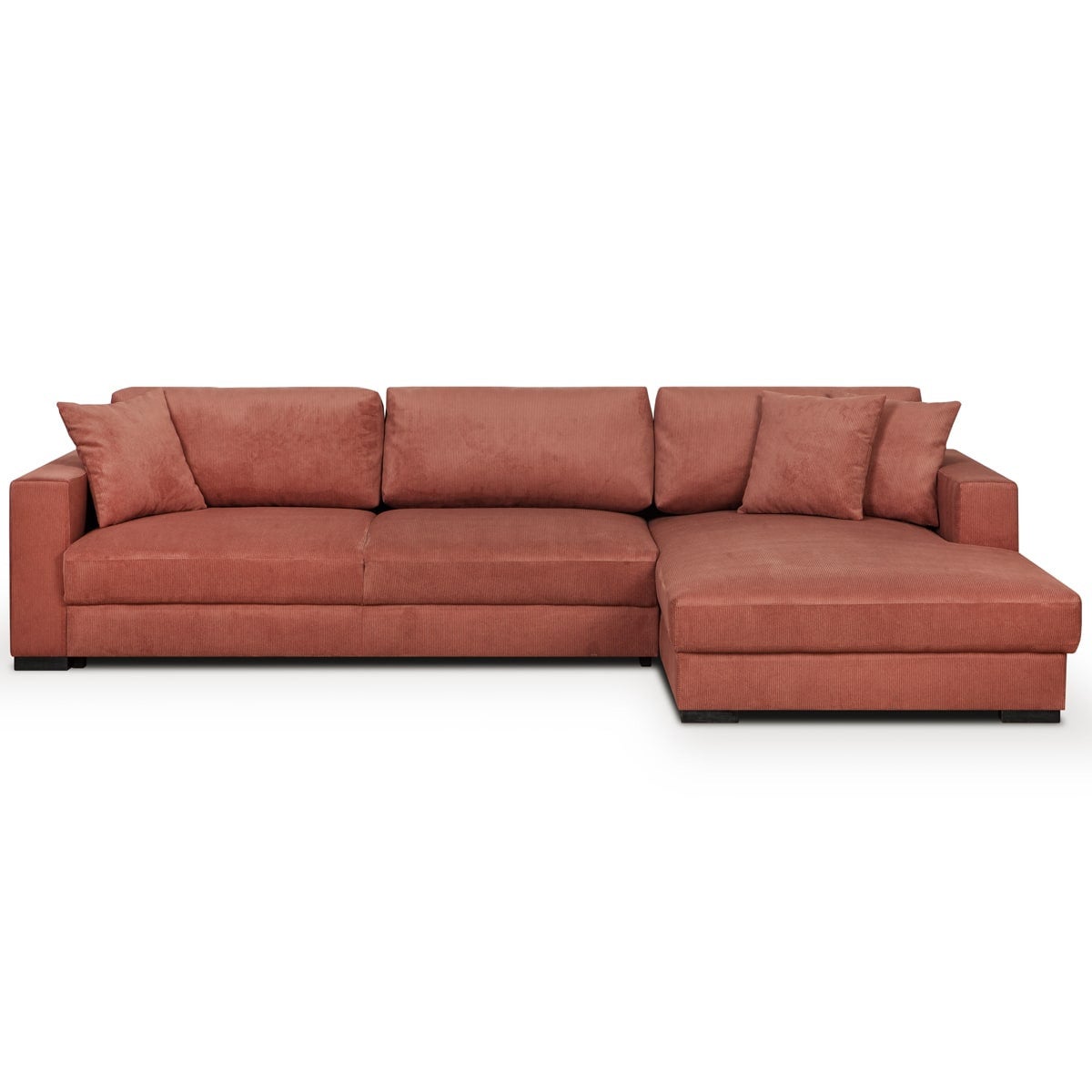 Canapé D'angle Convertible JAMES 3 Places Velours Terracotta – Happy Garden