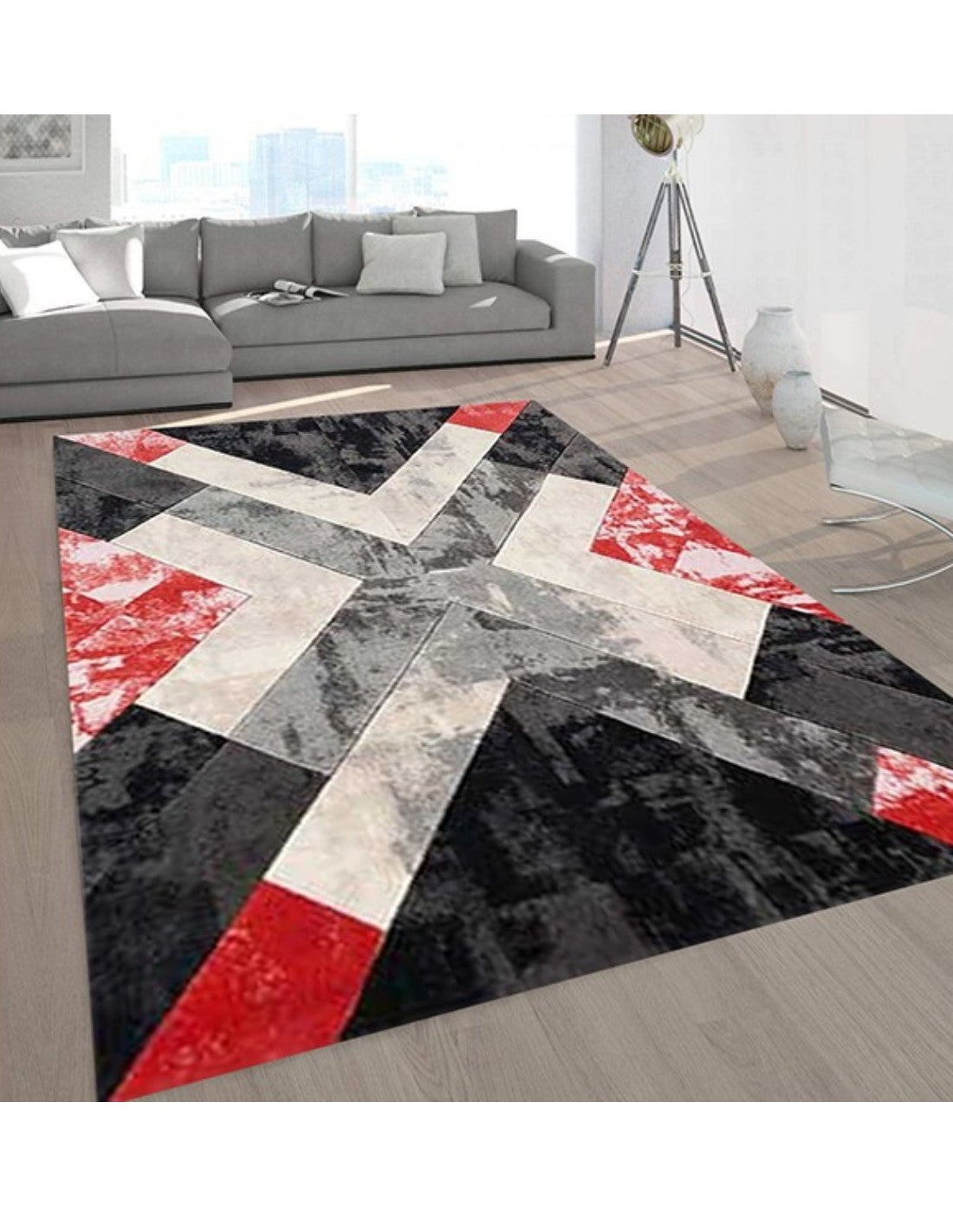 Tapis de salon X Rouge - 160x230cm - 8