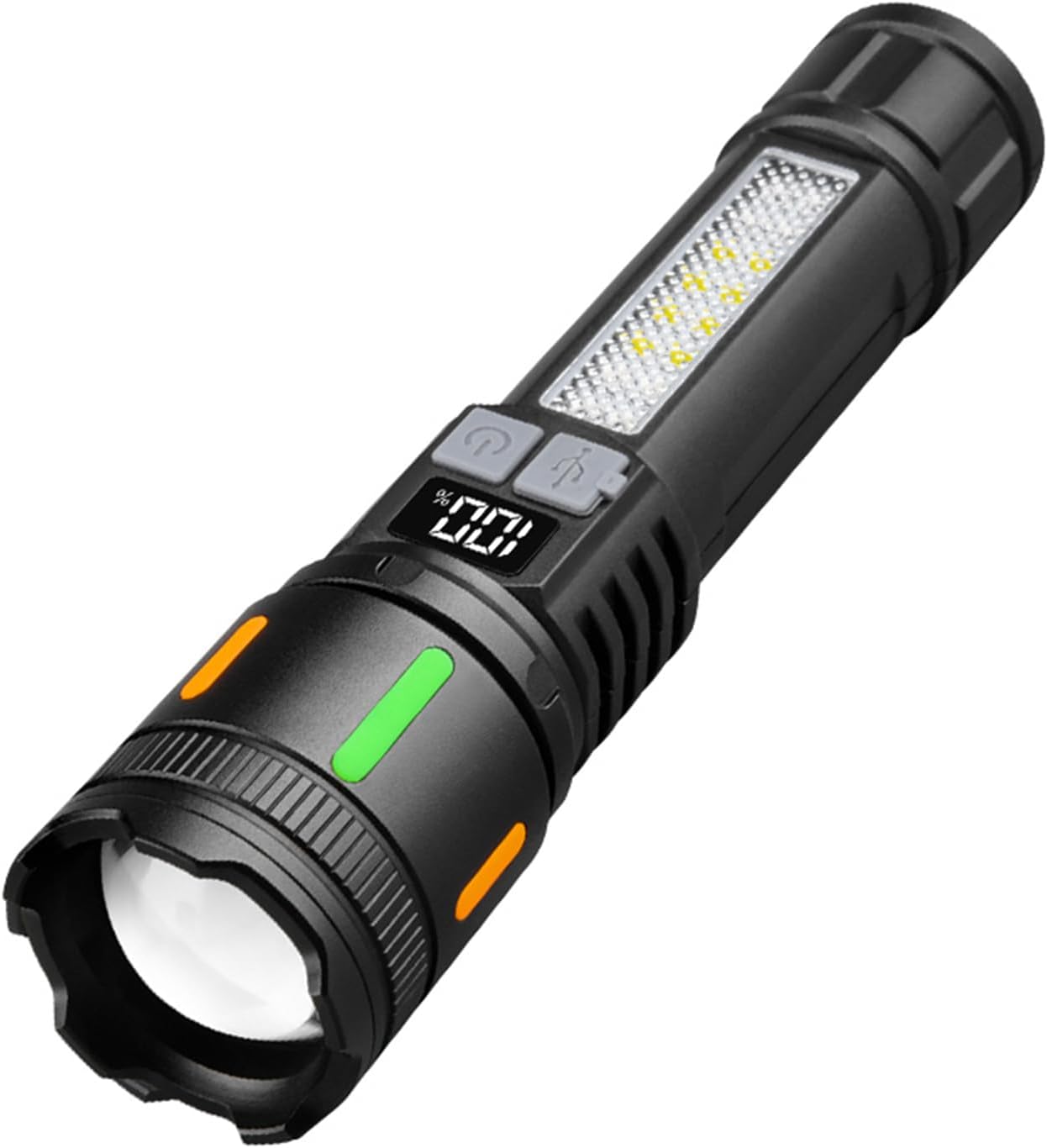 Ładowalne latarki o wysokiej jasności, 990 000 lumenów Super Jasna Latarka z Cyfrowym Wyświetlaczem LCD, Zoom, 5 Trybów, Wodoodporność IPX6,