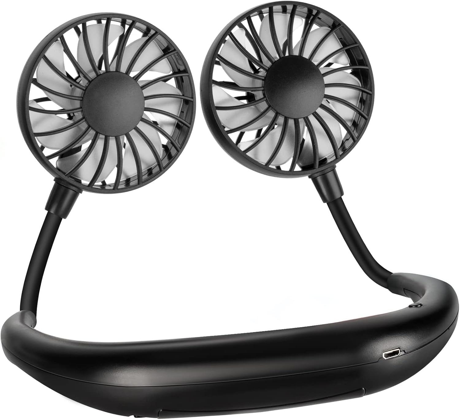 Przenośny, ładowalny wentylator na szyję, ładowanie USB, cichy, wentylator z okrągłą głowicą chłodzącą