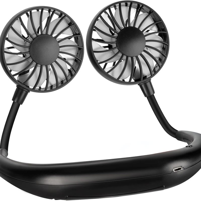 Przenośny, ładowalny wentylator na szyję, ładowanie USB, cichy, wentylator z okrągłą głowicą chłodzącą