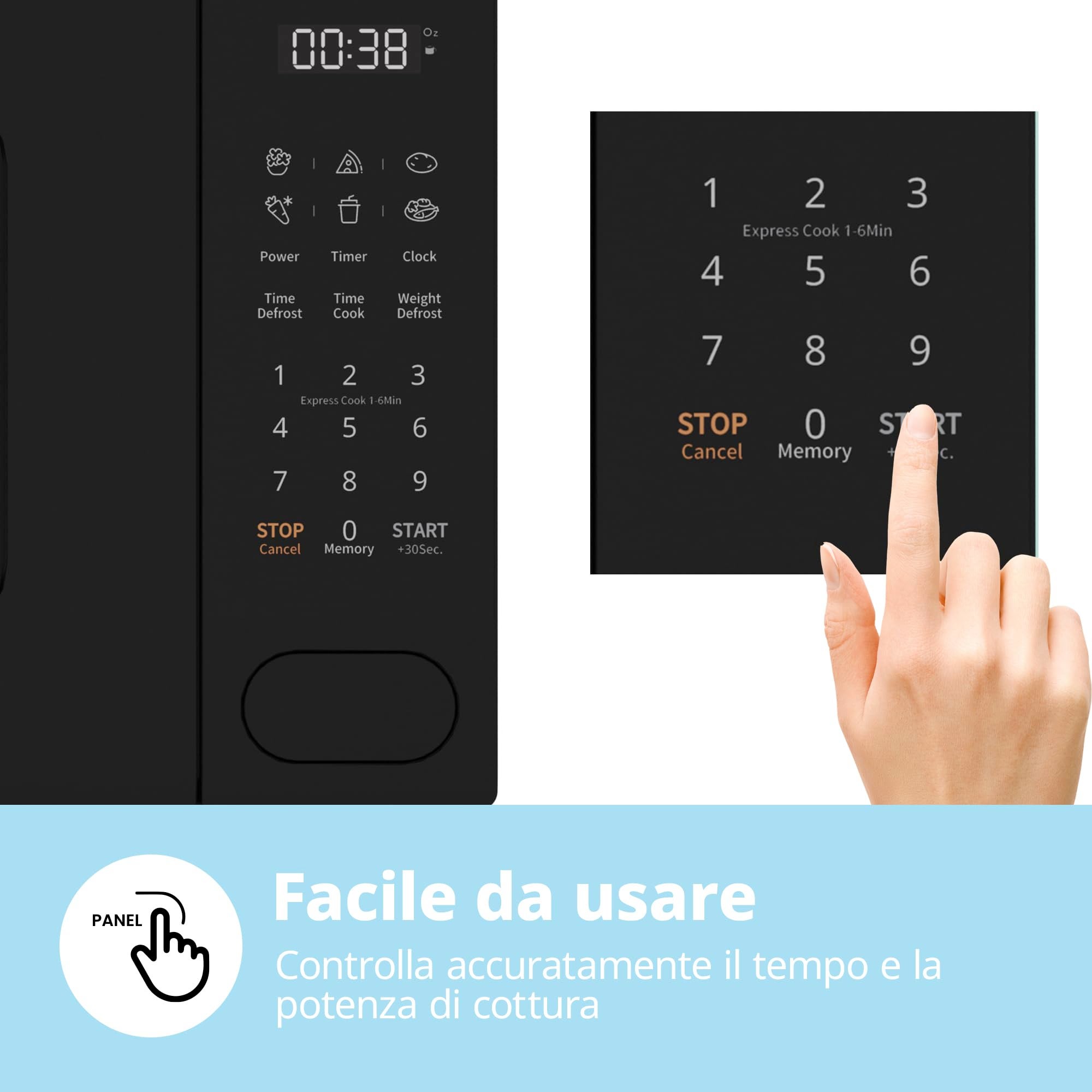 Forno A Microonde Comfee' Digitale 20L - 700W, 6 Menù Preimpostati, Scongelamento, Nero - Foto 7