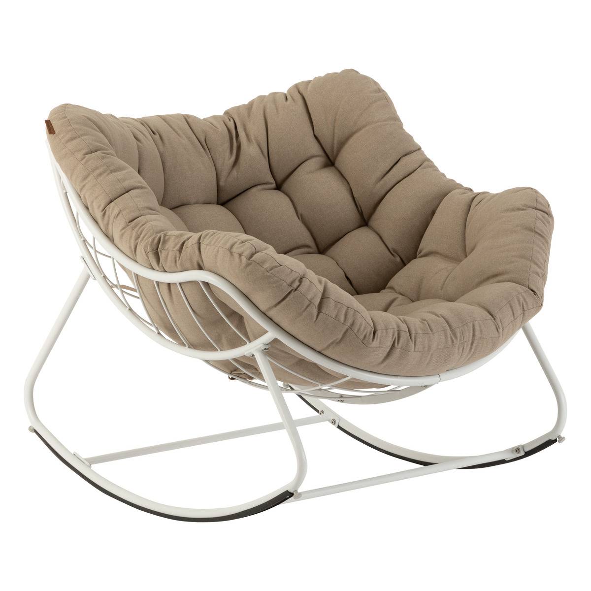 Fauteuil à bascule acier traité époxy PAOPAO beige et blanc - Hespéride - 2