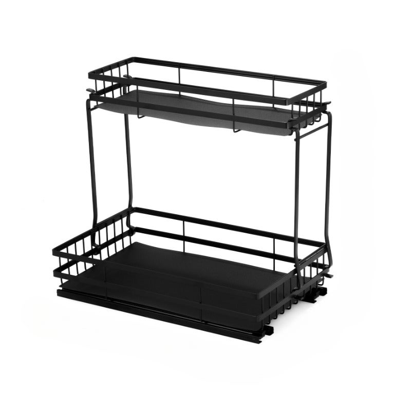 Półka pod zlewem z przesuwanymi koszami, wielopoziomowy organizer do kuchni i łazienki, czarny