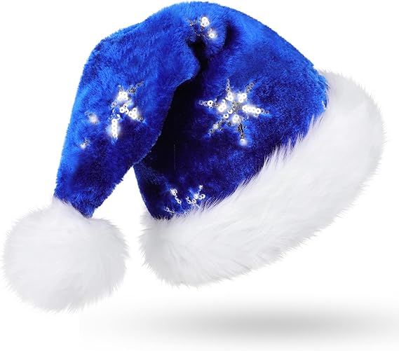 1 sztuka (30*45 cm) Niebieska czapka świąteczna dla dorosłych z podszewką, unisex, ciepłe akcesoria do czapek świątecznych Czapka świąteczna i noworoc