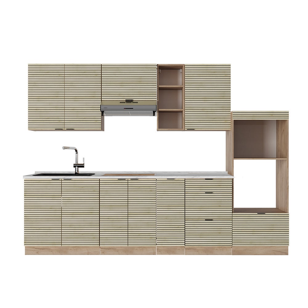 Cuisine Fame-Line Chêne vert et or/chêne doré 280cm sans PT Vicco