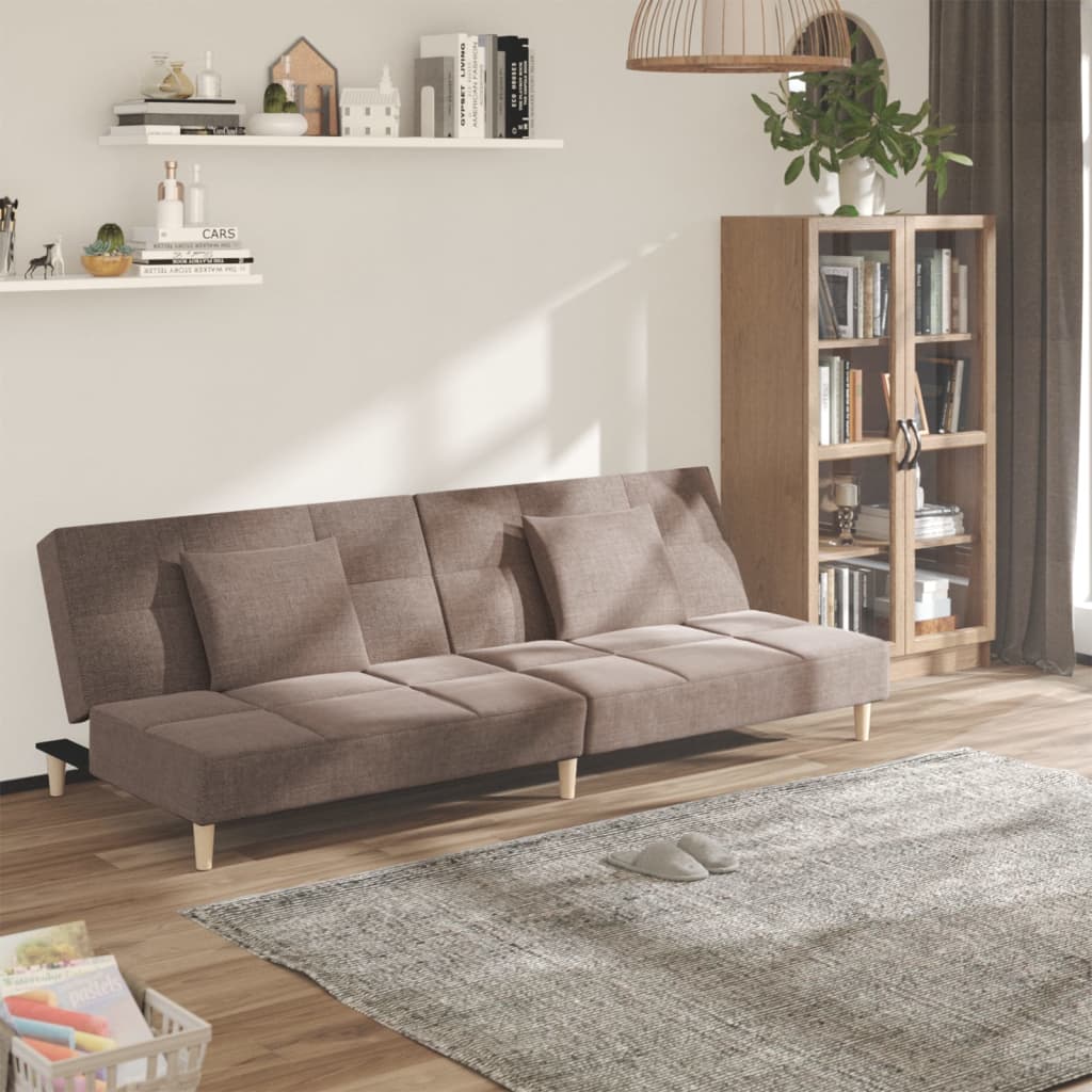 2-osobowa kanapa, 2 poduszki, kolor taupe, tapicerowana tkaniną vidaXL