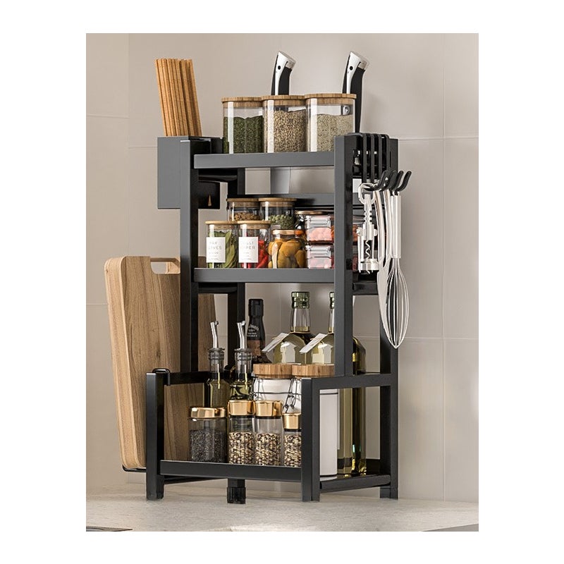 Solidny stojak kuchenny z uchwytem na pałeczki - uchwyt na deskę do krojenia, 3 poziomy 30 cm