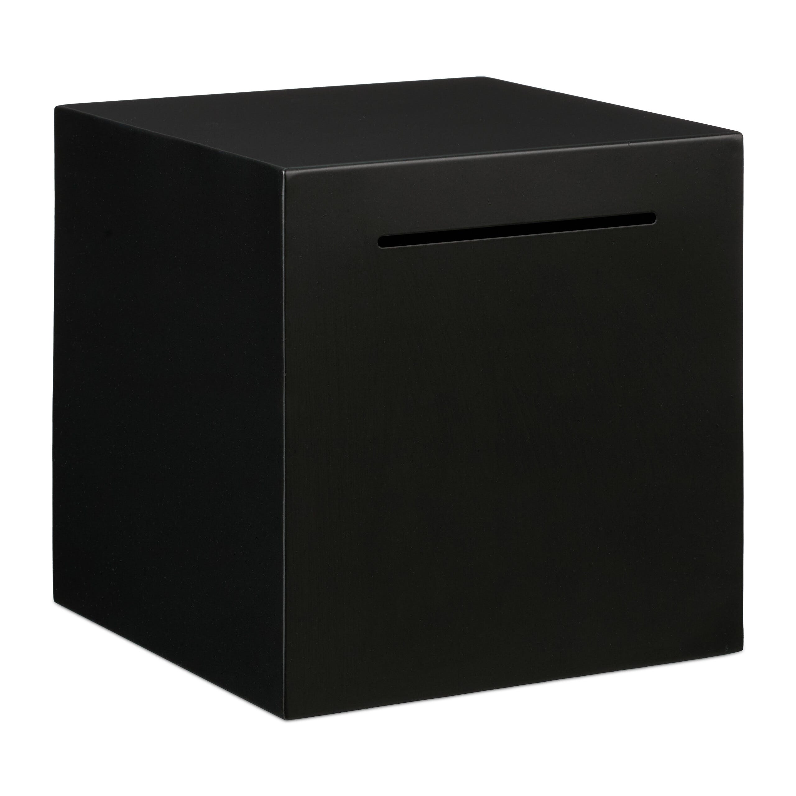 Hucha De Acero Inoxidable Para Adultos - Caja De Ahorros Segura, 15x15x15 Cm, Negro, Con Ranura Unidireccional