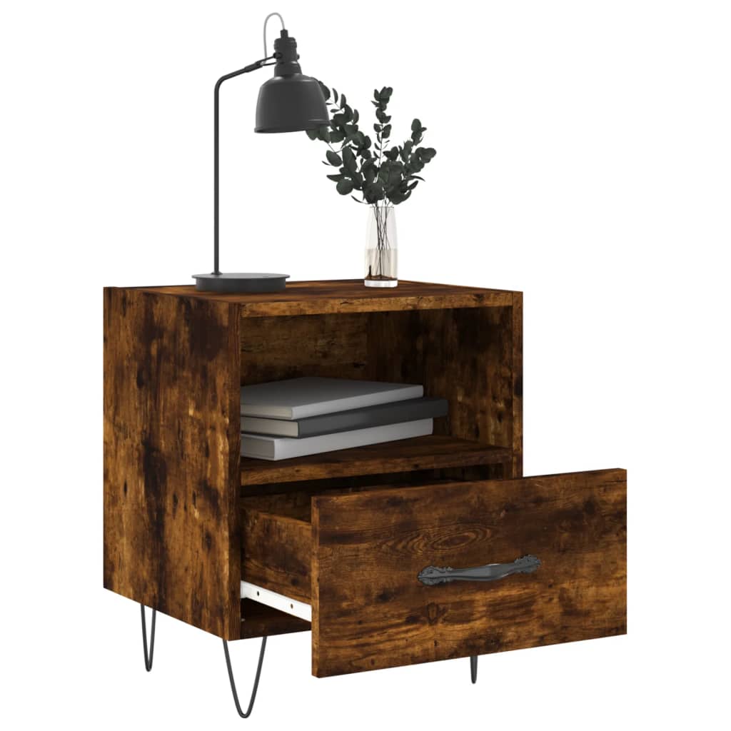Table de chevet chêne fumé 40x35x47,5 cm bois d’ingénierie - 6