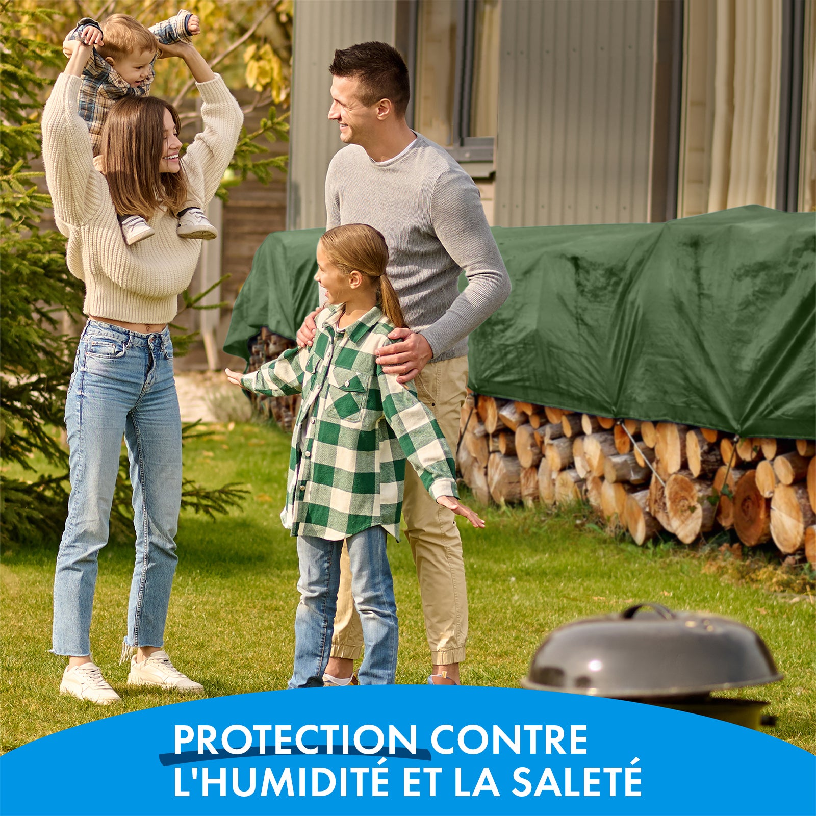 Bâche de protection ultra résistante 140 g/m² Vert 6 x 10 m - 4