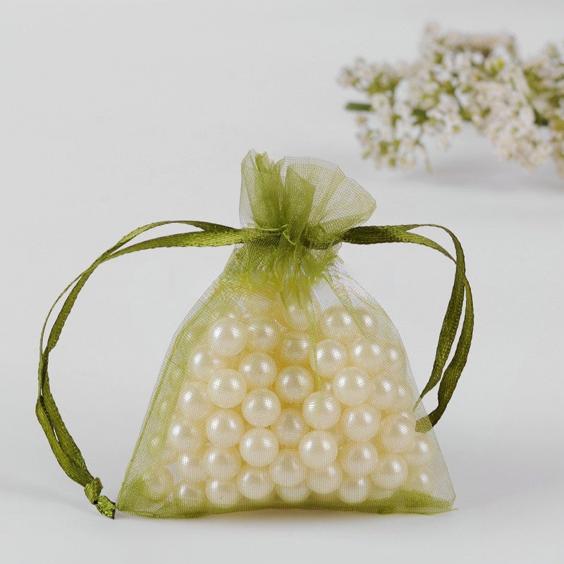 100 sztuk woreczków z organzy w jednolitym kolorze, siatka ochronna na rośliny przed owadami i ptakami, woreczek do sadzenia, 10*15 cm (oliwkowy)