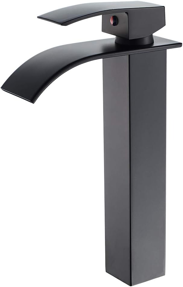 Robinet de lavabo haut avec effet cascade, mitigeur monocommande, convient aux robinets de style moderne, noir.