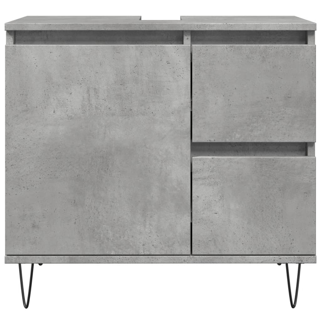 Mueble lavabo de baño gris hormigón 65x33x60 cm - 4