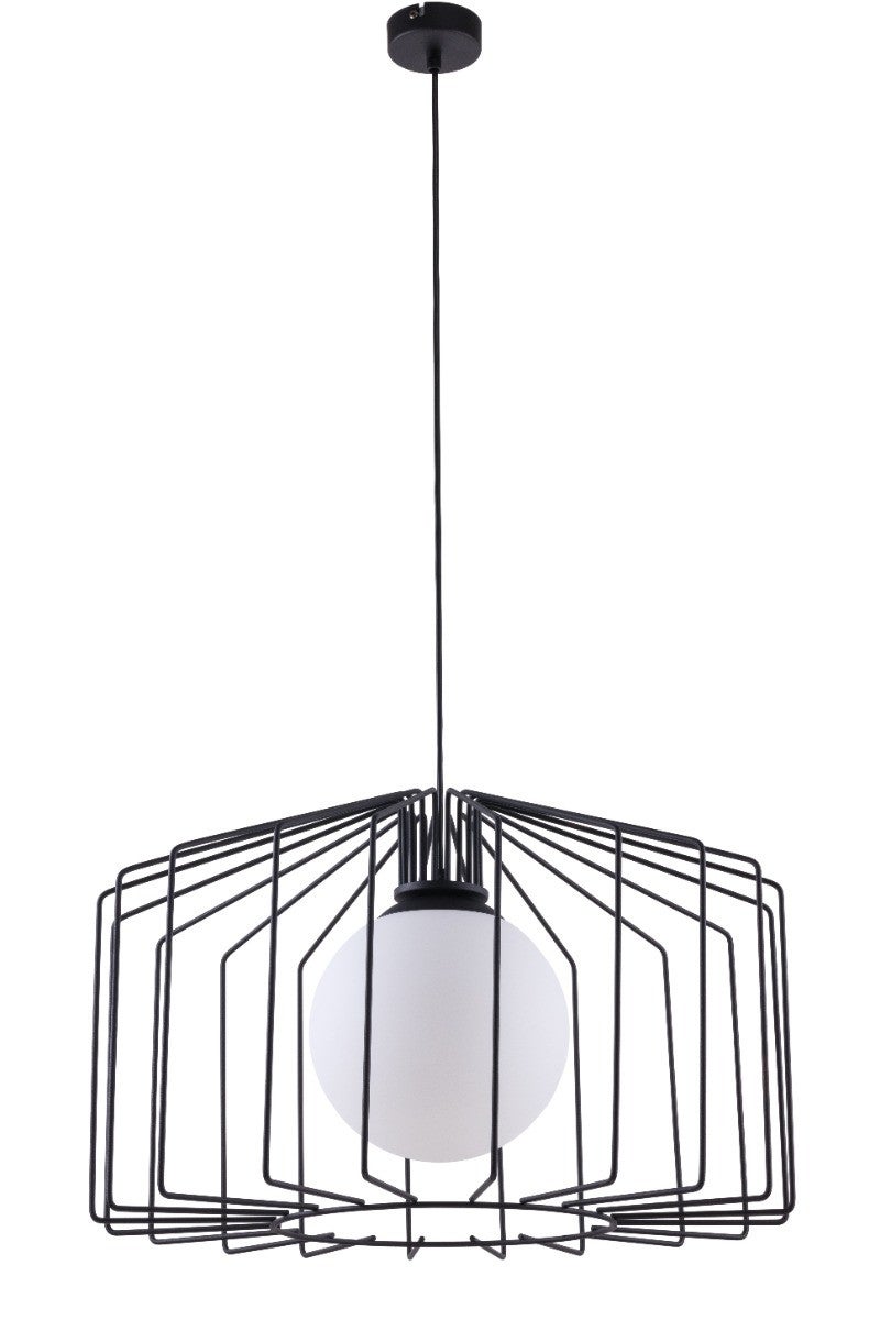 Lampa wisząca Ramos czarno-biała 1xE27x60W industrialna wym: 100 x 38 x 38 cm metal Aldex