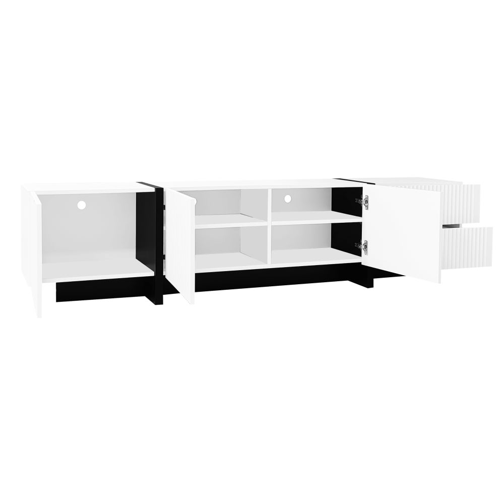 Nowoczesna szafka RTV z 3 drzwiami i 2 szufladami, dużą przestrzenią do przechowywania, eleganckim designem do nowoczesnego salonu - 6