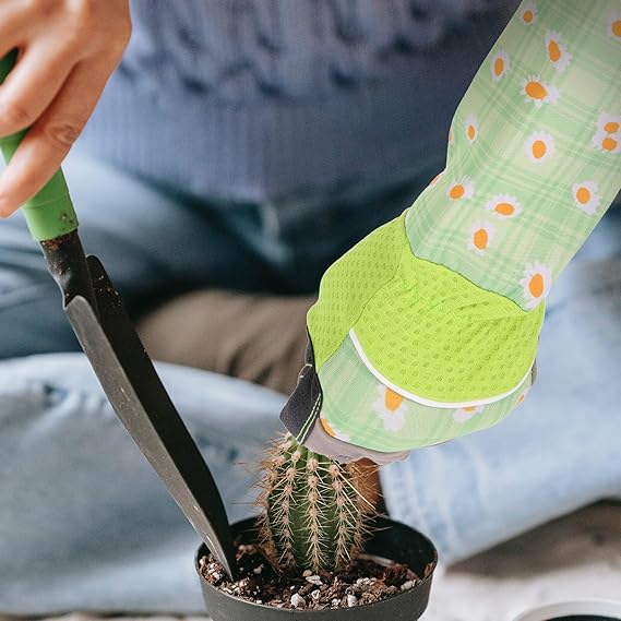 Gants de jardinage à manchette longue, résistants aux perforations et aux épines, en cuir PU vert, adaptés aux travaux de jardinage en extérieur - 5