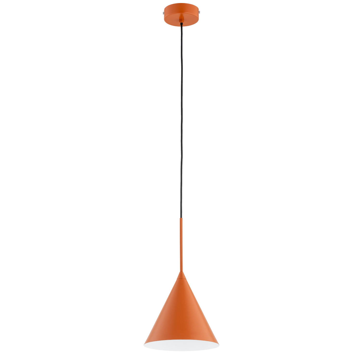 Lampa wisząca Fabo pomarańczowo-czarna 1xE27x15W minimalistyczna wym: 90 x 20,5 x 20,5 cm metal Alfa