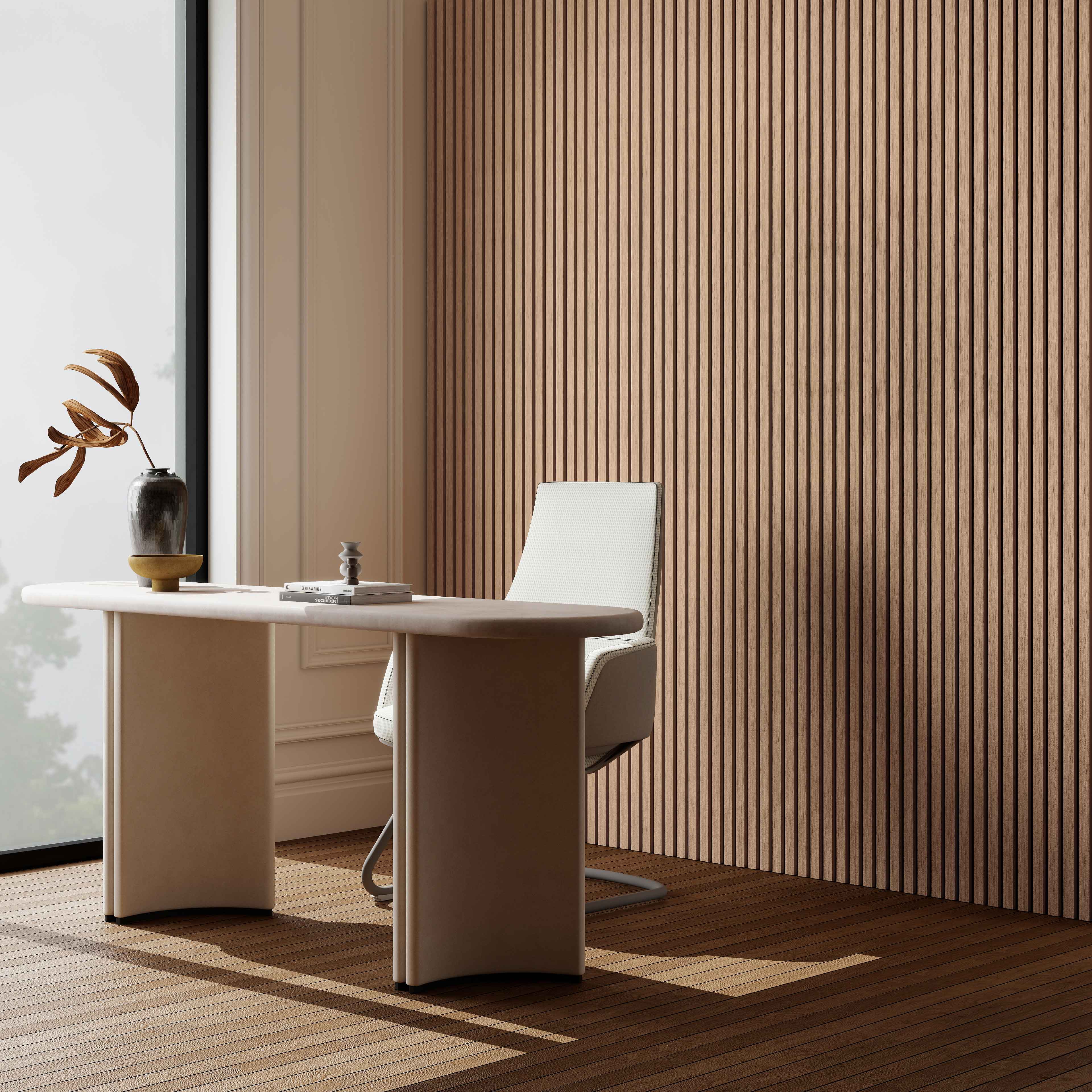Lot de 2 Panneaux Muraux Décoratifs Acoustiques Bois MDF 240x60cm Chêne foncé AntiBruit, Facile à Poser - 2