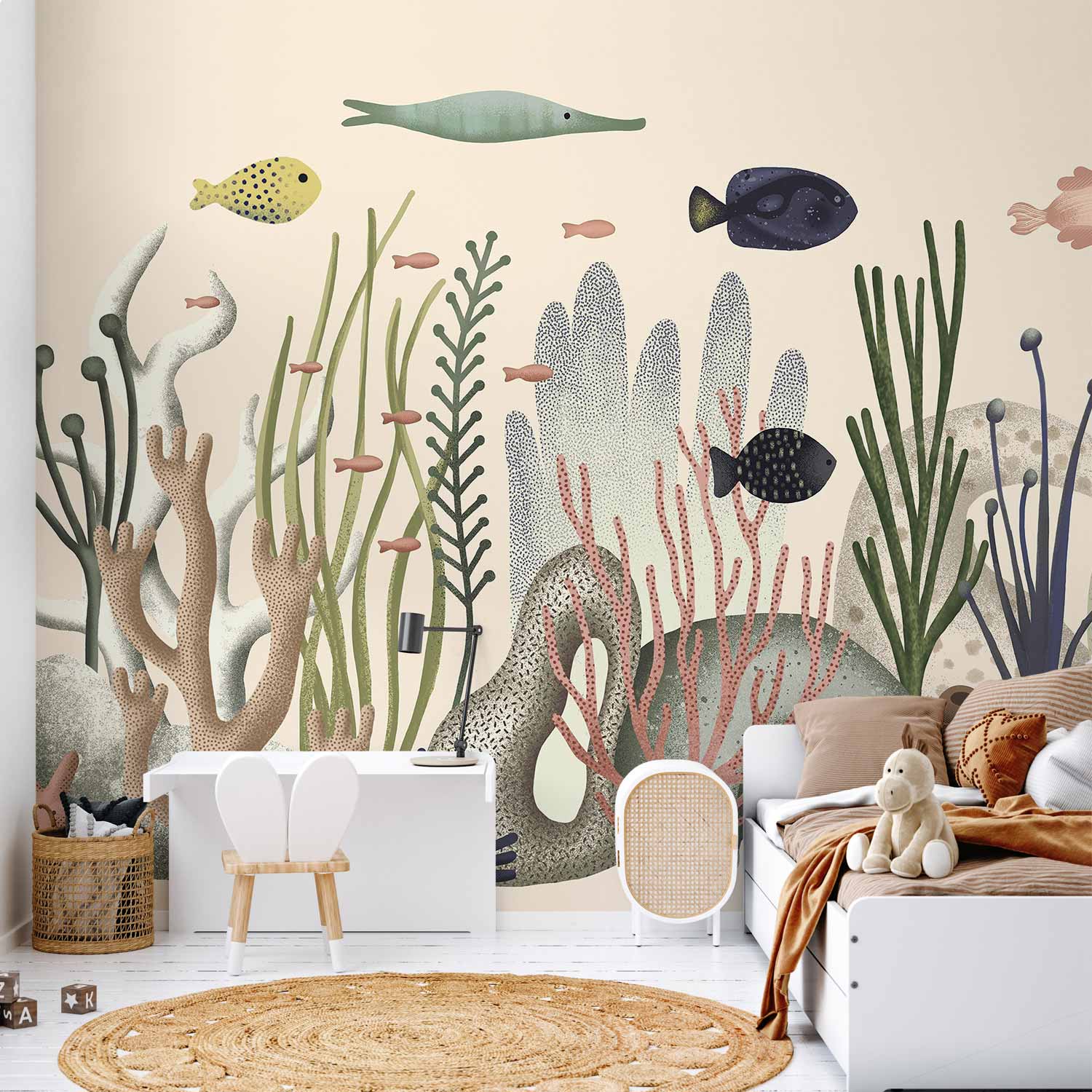 Papier peint - Fish and Corals in Pastel Colours 150x105 | Leroy Merlin