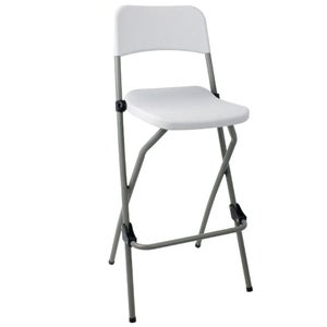 Tabouret De Bar Pliant Avec Dossier Et Repose-pieds - Hauteur 65 Cm, Rembourré, Capacité 150 Kg
