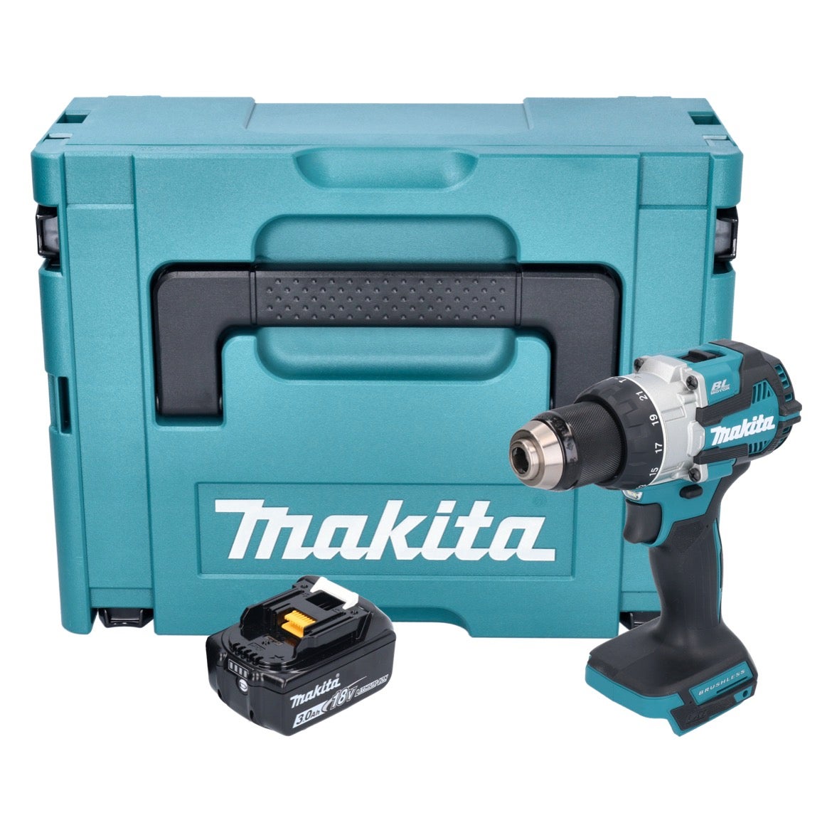 Makita DHP 487 RFJ Perceuse-visseuse à Percussion Sans Fil 18 V 40 Nm Brushless 2x Batteries 30 Ah Chargeur Makpac 38677287