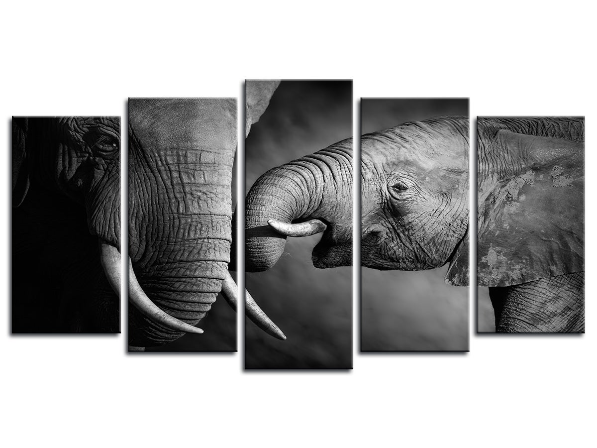Kit De 4 Toiles Imprimées éléphant 100x50cm - Décoration Murale, Thème Animal, Prêtes à Accrocher