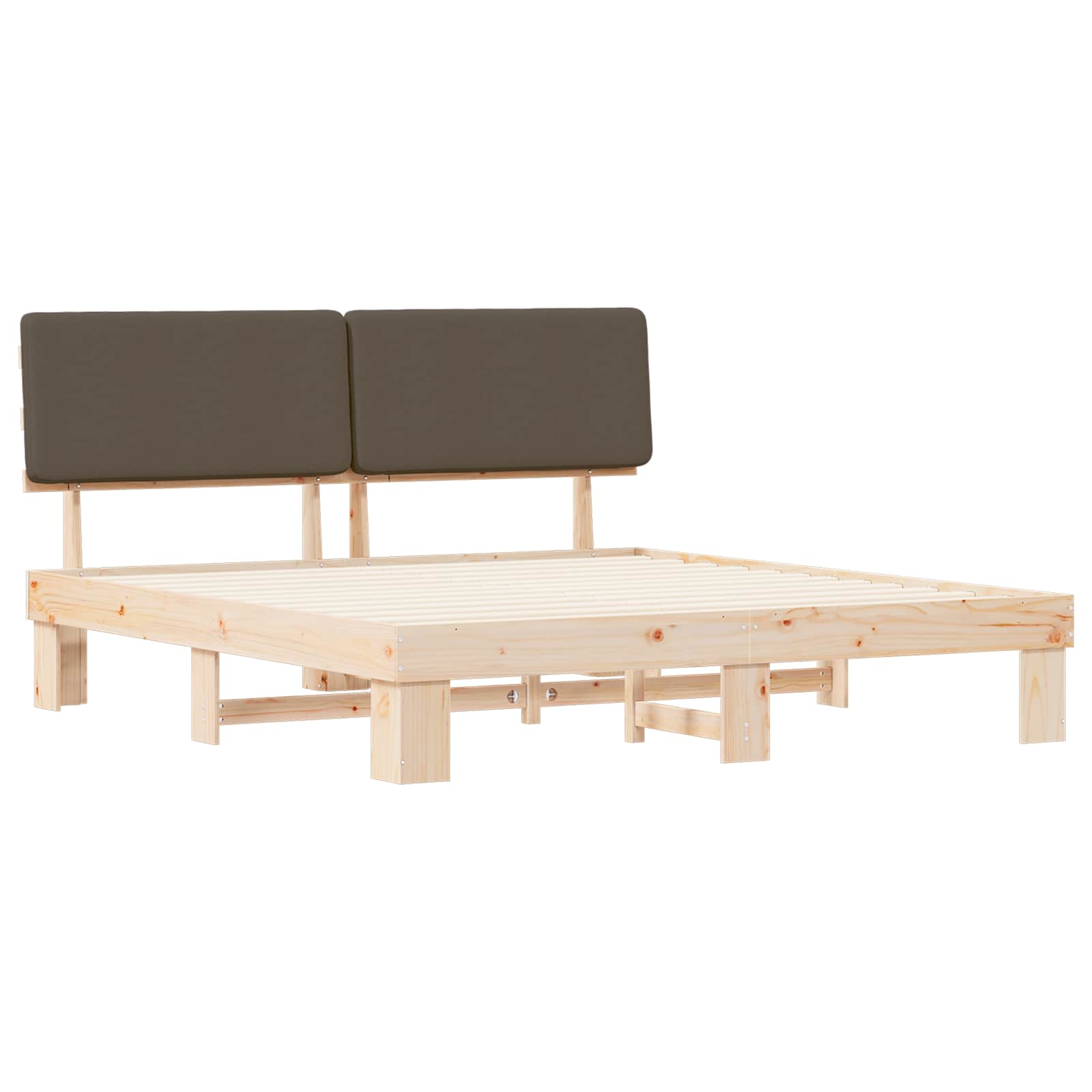 Cadre de lit avec tête de lit rembourrée, taupe, 180 x 200 cm - 4