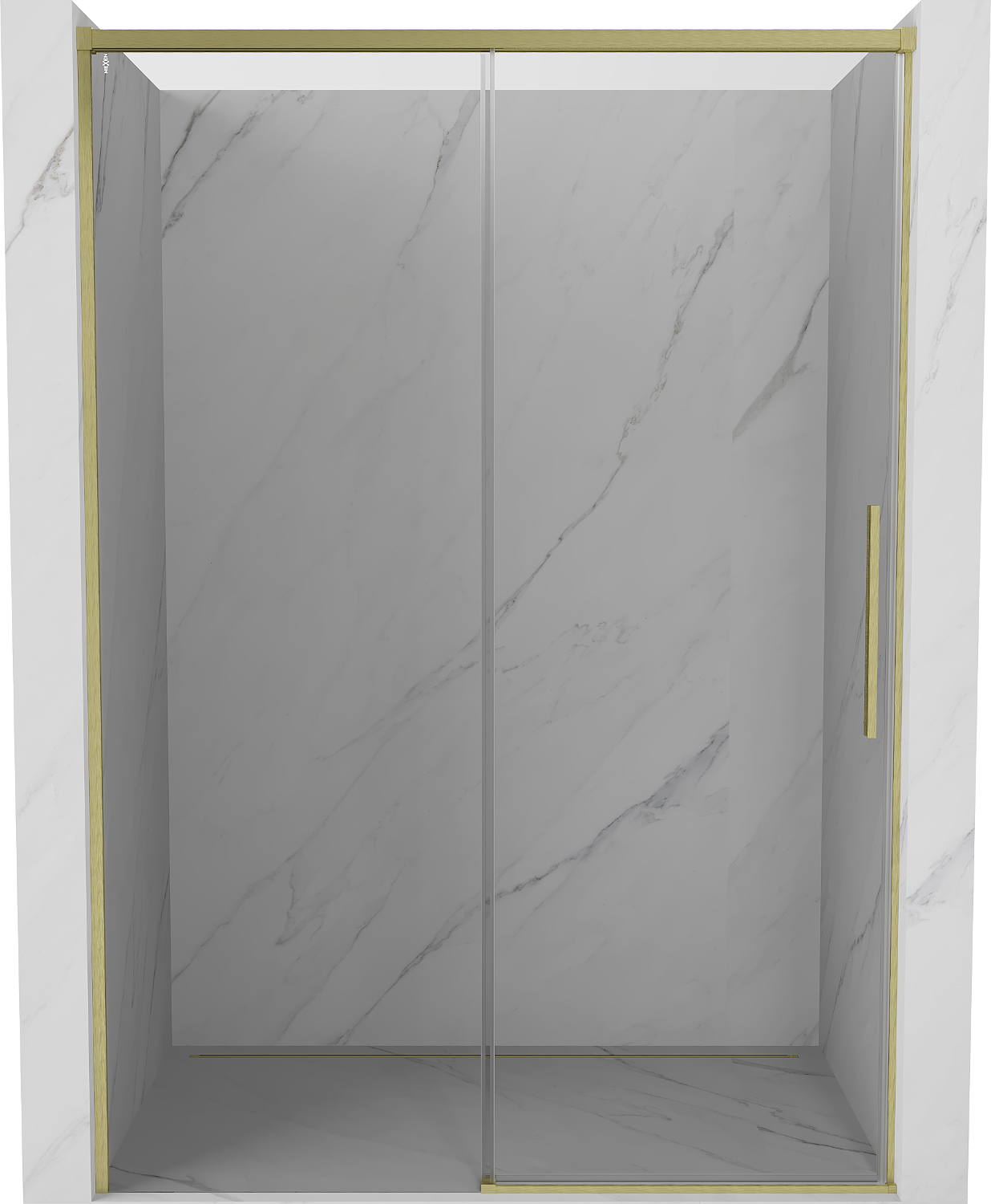 Mexen Rox drzwi prysznicowe rozsuwane 145 cm, transparent, złote szczotkowane - 8C2-145-000-55-00
