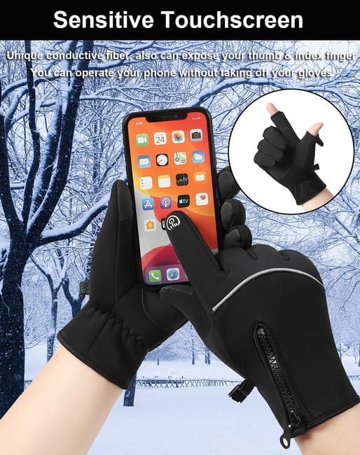 Gants d'hiver à écran tactile, gants chauds imperméables et coupe-vent, gants de course à pied, de cyclisme et de conduite, XL - 2