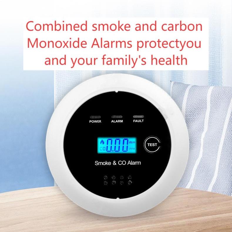 LOLLANDA Detector de humo, alarma de monóxido de carbono, alarma audible y visual de 85 decibeles, con pantalla LED, alarma de incendio. - 4