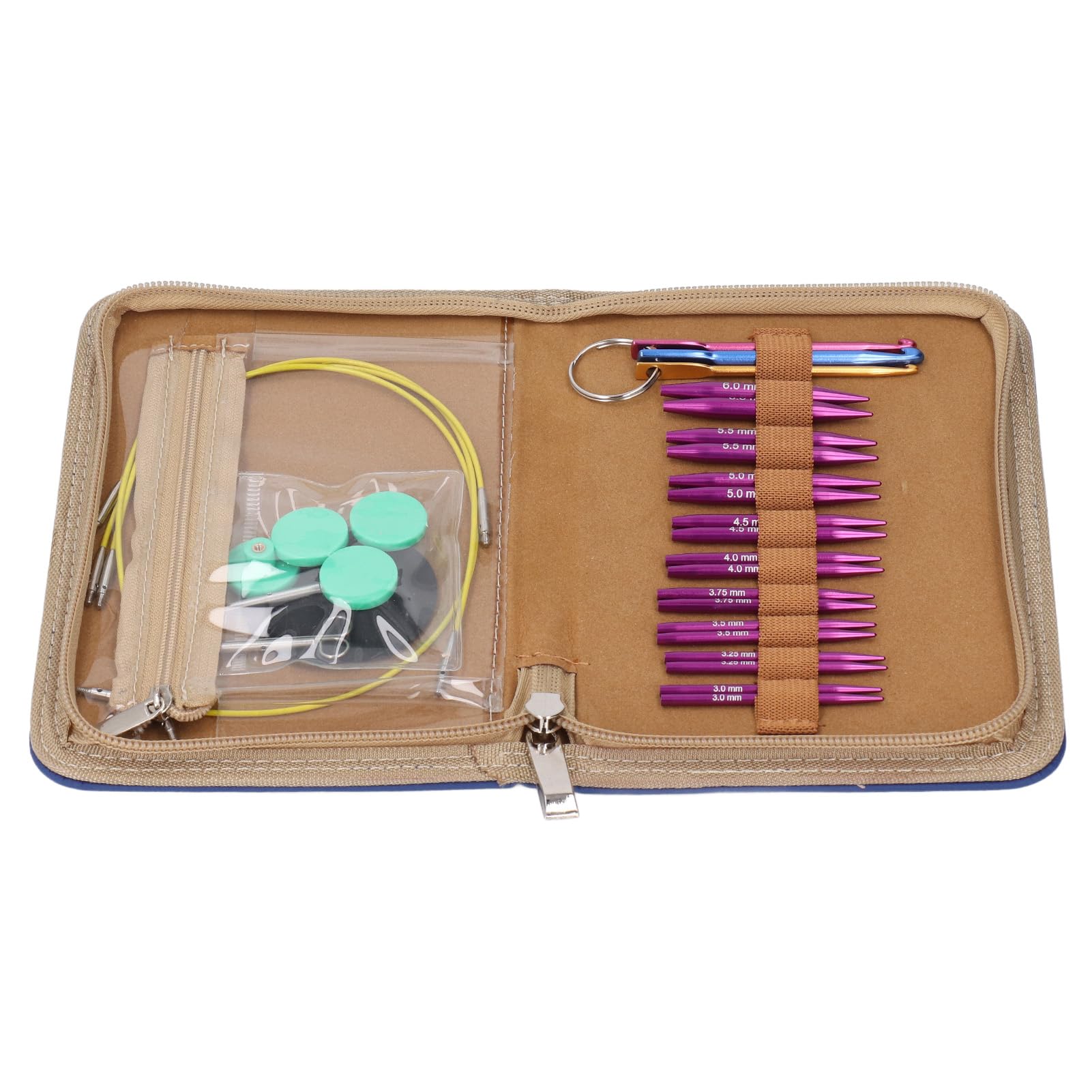 Set Ferri Da Maglia Circolari Intercambiabili - 9 Misure (2,2mm - 4,5mm) Con Tappetino Antiscivolo E Custodia