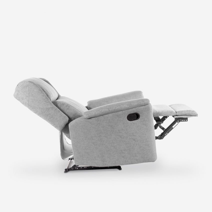 Fauteuil relax inclinable manuel en tissu avec repose-pied Hope - gris - 4