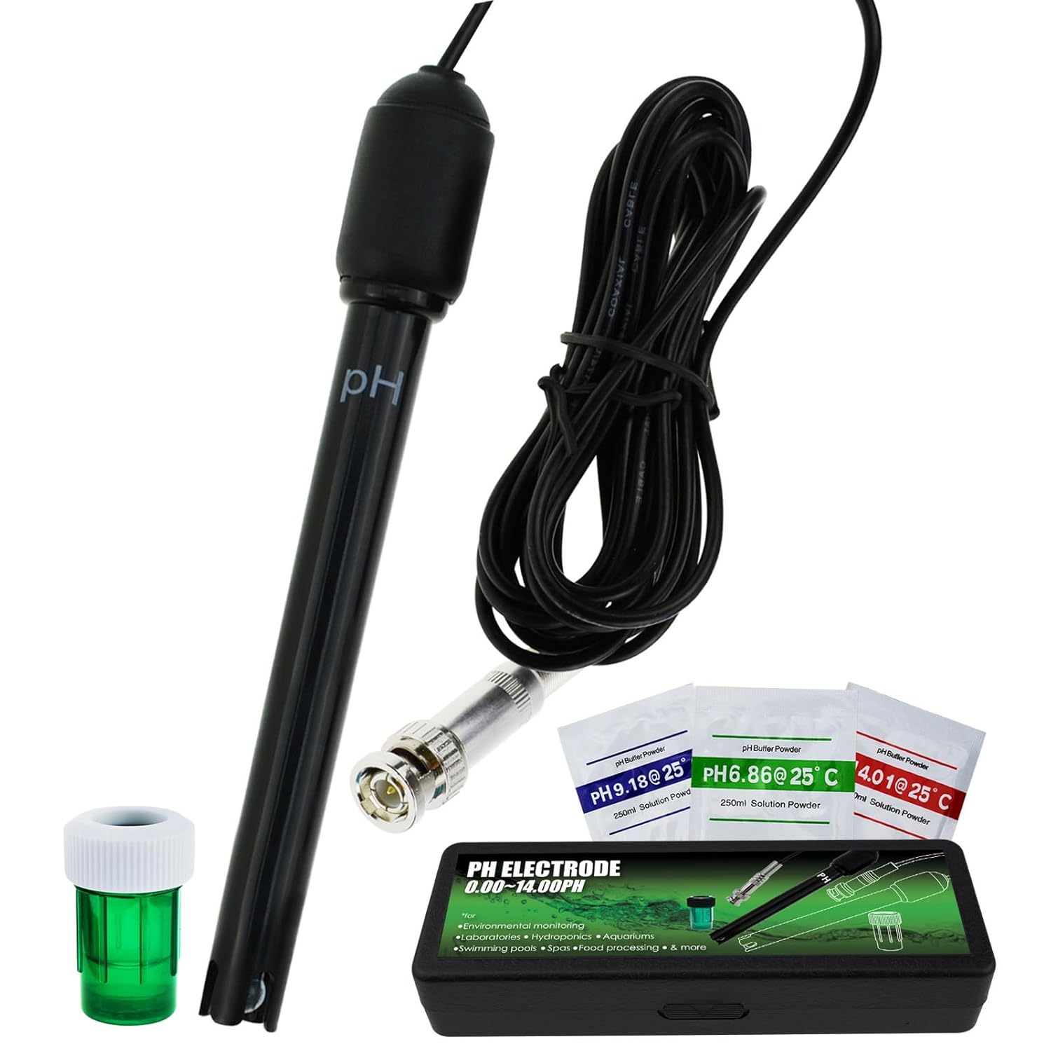 Sonda pH BNC z długim kablem 300 cm – Precyzyjna elektroda 0-14 pH do miernika pH, akwarium, hydroponiki