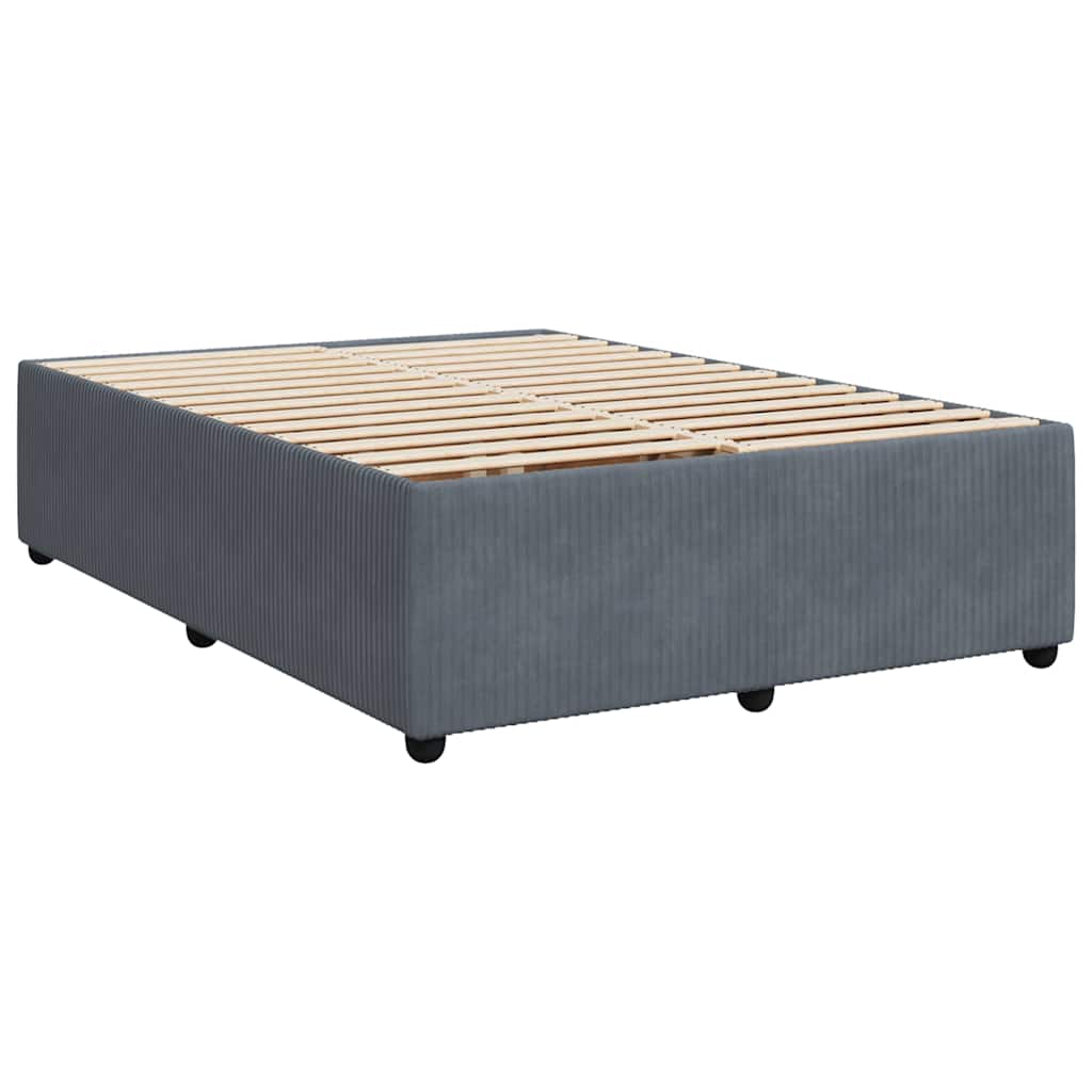 Cadre de lit sans matelas, velours, gris foncé, pour la chambre, 140 × 200 cm - 3