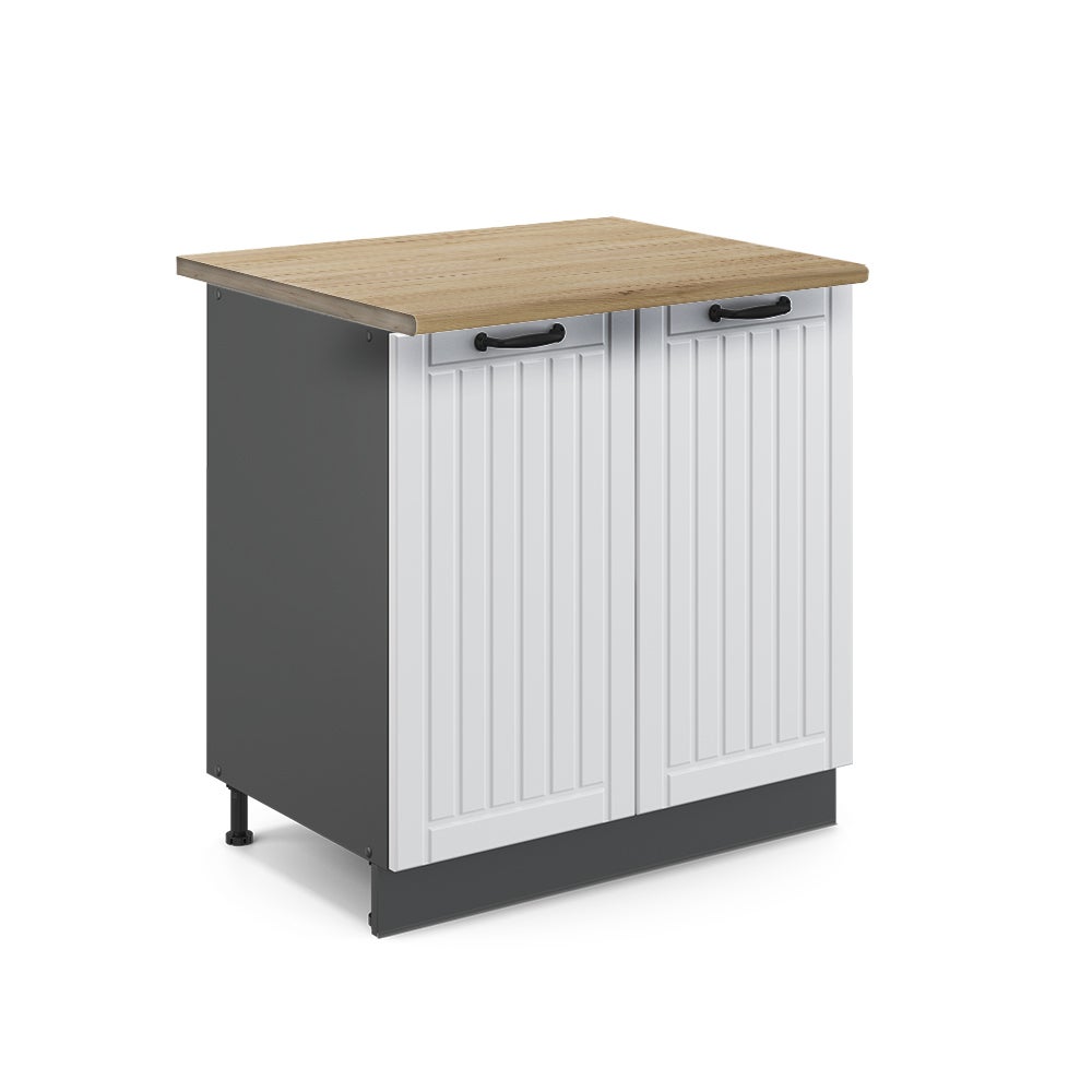 Vicco Szafka pod zlew Fame-Line, Biały domek wiejski, 80 cm z półką, BP Dąb