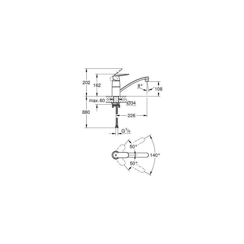 Grohe Eurosmart Cosmopolitan Mitigeur monocommande évier (31170000) - 2