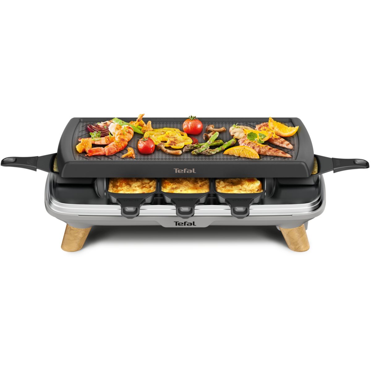 Tefal  Re610d 3-En-1 Raclette Para 8 Personas /Acero Inoxidable/Madera 8-Person Negro Acero Inoxidable, Leroy Merlin