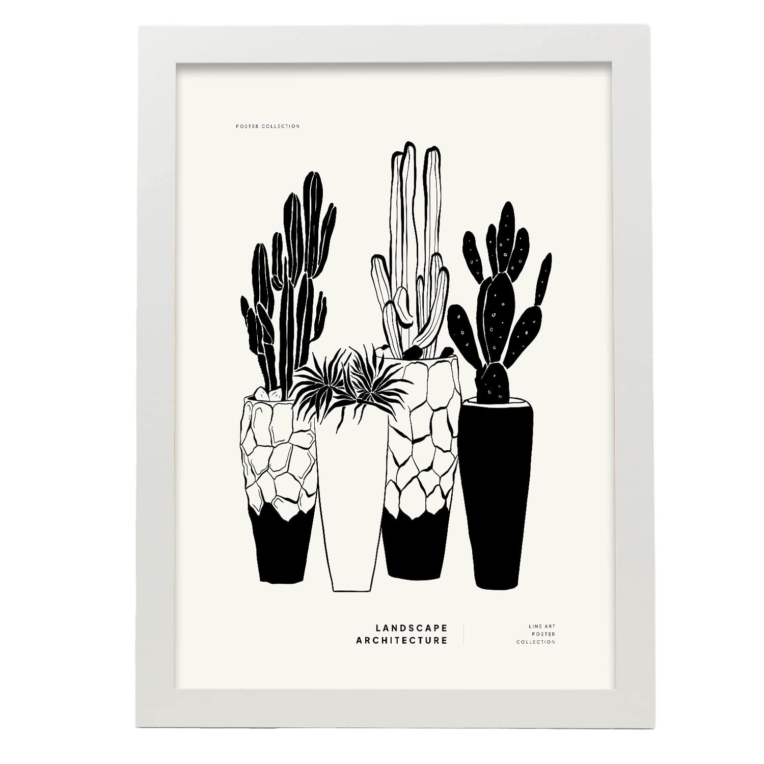 Nacnic póster pop art abstracto. cactus en maceta ilustraciones artísticas modernas para la decoración de interiores. con marco blanco - a3