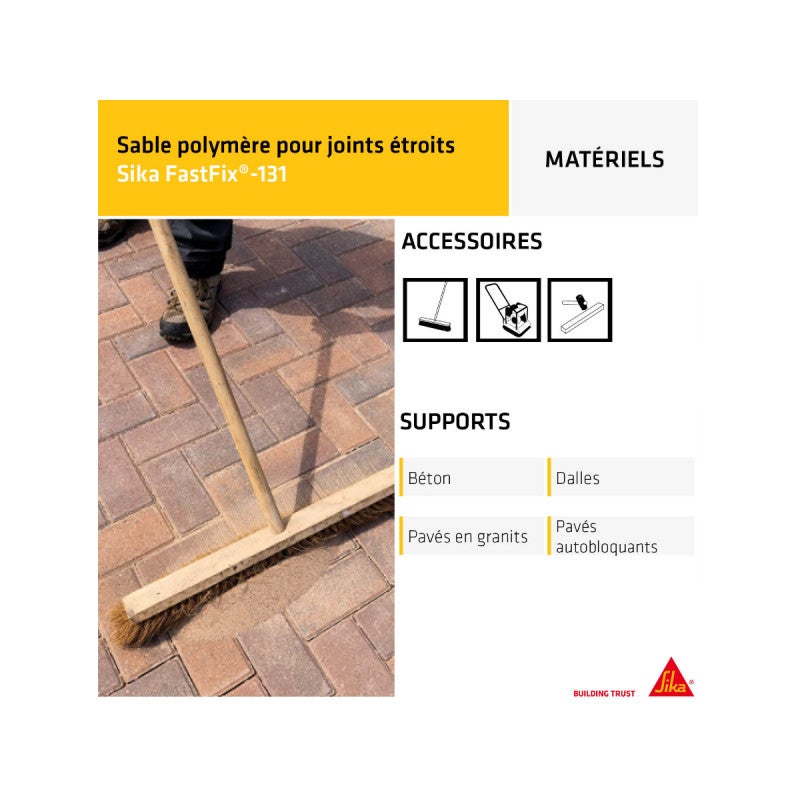 Sable polymère pour remplissage de joints de pavés et dalles SIKA FastFix 131 - Ton sable - 20kg - 5
