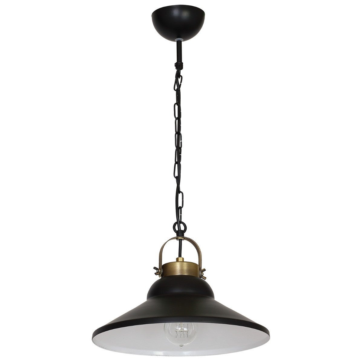 Lampa wisząca Iron czarny matowa-mosiądz antyczny-patyna 1xE27x15W industrialna wym: 62 x 31 x 31 cm metal Luminex