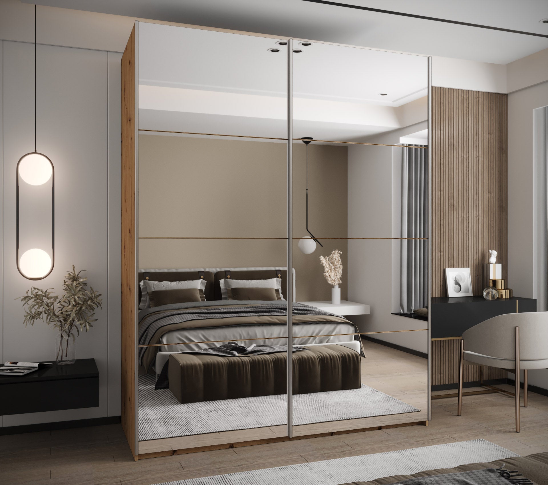 Szafa przesuwna wysoka Lux 2 200 x 64 x 245,5 cm artisan + artisan + u. srebrny - Abiks Meble - 2