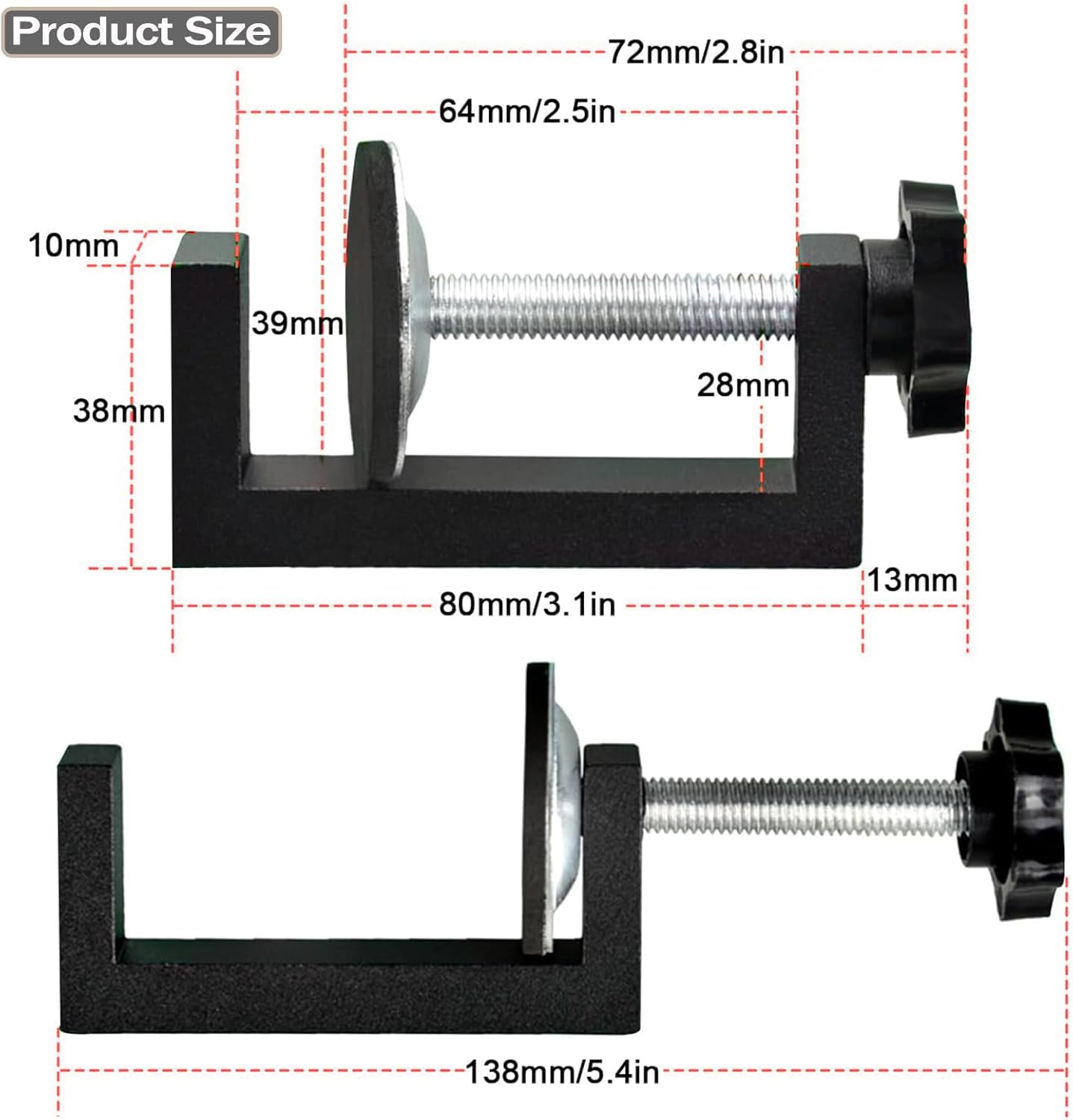 2 Morsetti A Cricchetto Per Tavolo In Acciaio 40CR - Forza Di Serraggio 220 Kg, Apertura Max 160 Mm, Profondità 60 Mm - Pinze A Leva Rapida Per Legno, Saldatura, Fai Da Te