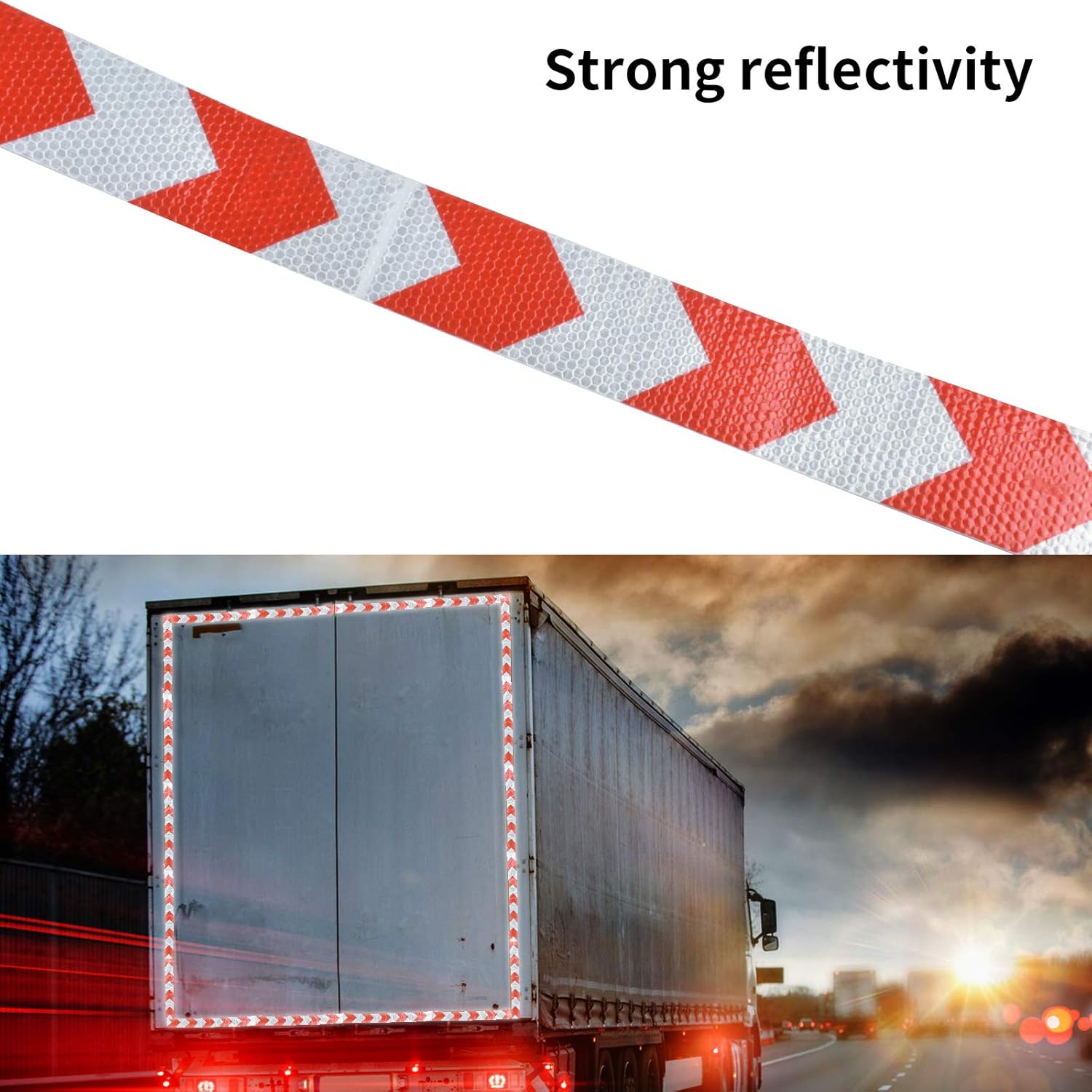 Pellicola riflettente di sicurezza riflettente, nastro riflettente autoadesivo bianco rosso - 4