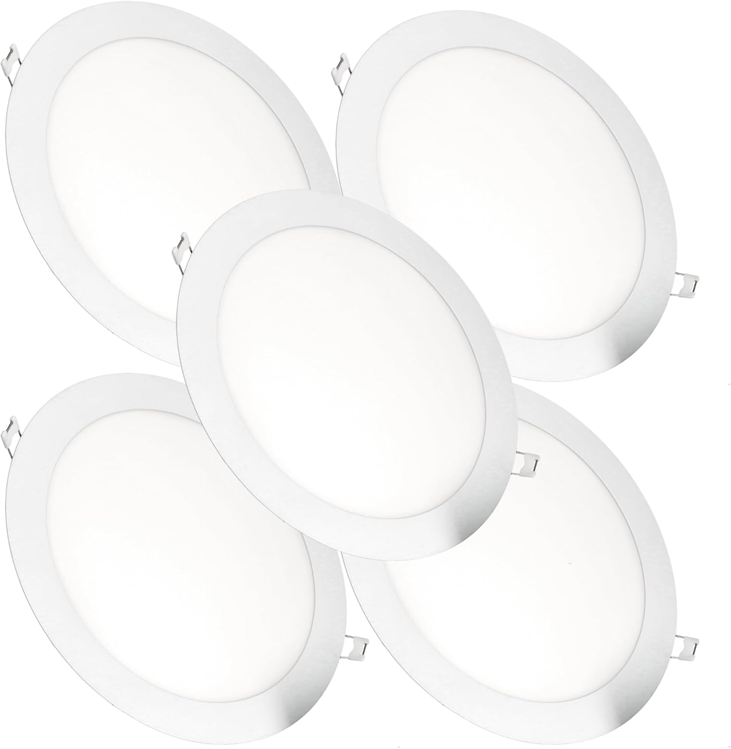 Zestaw x5 wpuszczanych downlightów LED, 18W 1440 lumenów, okrągłe, otwór wpuszczany Ø 200-Ø 205 mm, głębokość 13 mm, neutralna biel 4200K