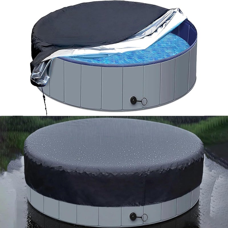 Pokrywa basenowa, plandeka ochronna do okrągłych basenów, tkanina Oxford, blokuje kurz i zanieczyszczenia (160 x 30 cm, kolor czarny)
