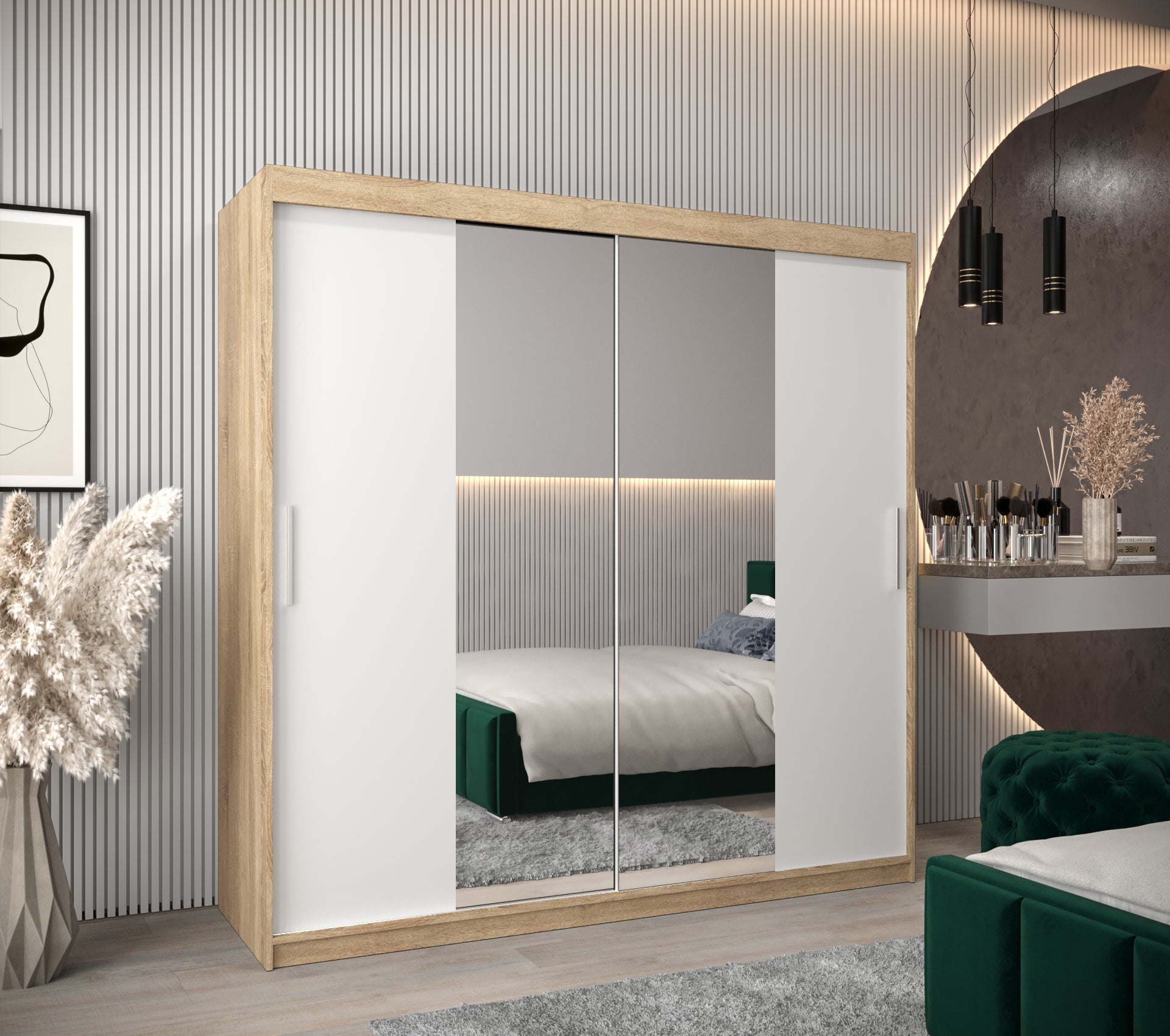 Szafa przesuwna garderoba TOKYO 1 200 x 62 x 200 cm Sonoma + Biały - Abiks Meble