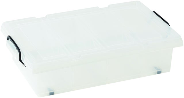 King Home CONTENITORE K-BOX 25L BASSO TRASPARENTE C/RUOTE 58,5x37x14h cm